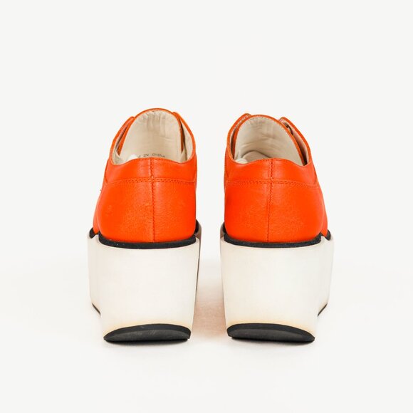 Jil Sander Navy SS/12 Orange Leather Lace-Up Platforms - Picture 3 of 8